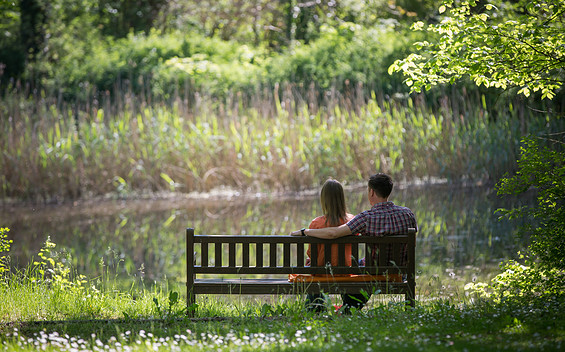 Bank am Wasser im Schlosspark Ragow, Foto: Florian Läufer