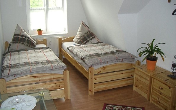 Schlafzimmer im Touristischen Begegnungszentrum Melchow, Foto: Dietmar Mittner