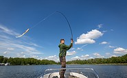 Kleiner Müllroser See, Angler auf Boot, Foto: Florian Läufer