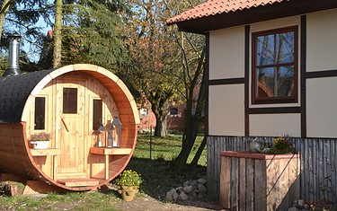 Ferienhütte & skandinavische Faßsauna, Foto: Freizeit- und Tourismusservice Sabine Kühn