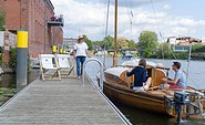 Steg Anleger Kammgarnspinnerei, Foto: havelblau FERIENLOFTS