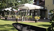 Terrasse des Restaurants "Konrad's" im Kur- und Wellness Haus Spree Balance, Foto: Holger Giersberg, Lizenz: Holger Giersberg