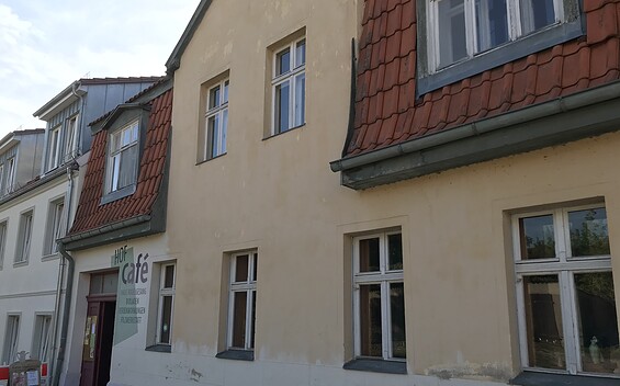 Eingang Hofcafé Haus Vogelgesang, Foto: Anet Hoppe