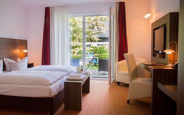 Zimmer mit Terrasse, Foto: Yvonne Schwarzer, Lizenz: Tourismusverband Prignitz e.V.