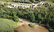 Top view of the campsite and bathing beach, Foto: Jens Petrick