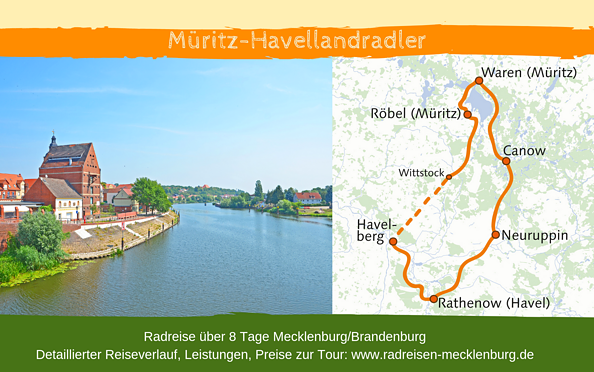 Routenverlauf der Radeise, Foto: R. Tetmeyer|radreisen-mecklenburg, Lizenz: R. Tetmeyer|radreisen-mecklenburg