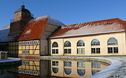 Rückansicht vom Eisenhütten- und Fischereimuseum Peitz im Winter , Foto: N. Mucha, Lizenz: Amt Peitz
