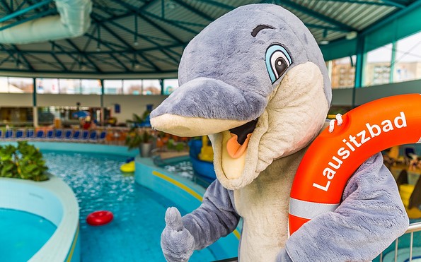 Mascot Scippy in the Lausitzbad Hoyerswerda, Foto: Foto: Gernot Menzel