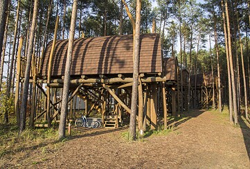 Baumhäuser im Hafencamp Senftenberger See, Foto: Harry Müller, Lizenz: Zweckverband Lausitzer Seenland Brandenburg