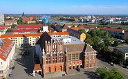 Blick von der Marienkirche auf das Rathaus, Foto: Sandra Haß, Lizenz: Seenland Oder-Spree