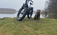 E-Bike mit Hund am See, Foto: Sebastian Fölkel, Lizenz: Ruppiner Bike &amp; Paddle Adventure