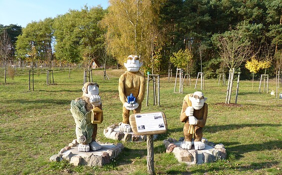 "Bestwaner" wooden figures in the generation forest, Foto: Petra Förster, Lizenz: Tourismusverband Dahme-Seenland e.V.
