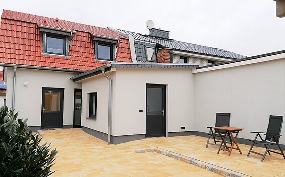 Eingangsbereich und Terrasse Ferienwohnung Strand, Foto: Antje Oegel, Lizenz: Fürstenwalder Tourismusverein e.V.