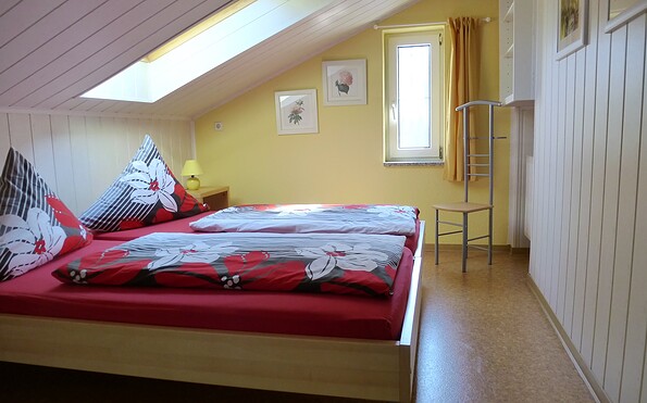 Doppelbett-Zimnmer ObergeschossDouble room upstairs, Foto: Fr. Fuhrmann, Lizenz: Ferienhaus Fuhrmann