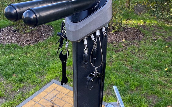 Outdoor bike repair station