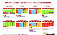 Öffnungszeiten 2023 Filmpark Babelsberg, Foto: Filmpark Babelsberg, Lizenz: Filmpark Babelsberg