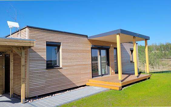 Außenansicht Ferienhaus Bergheider See, Foto: Cordula Dernbach, Lizenz: Cordula Dernbach