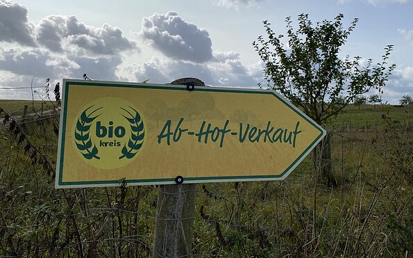 Bauernhof Weggun Hinweis Ab-Hof-Verkauf, Foto: Anet Hoppe