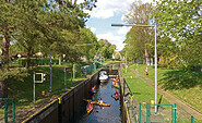 Schleuse Eichhorst am Werbellinkanal mit Booten, Foto: Anke Bielig, Lizenz: Gemeinde Schorfheide