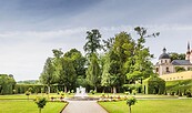 Blick auf den rekonstruierten Barockgarten von der Orangerie aus, Foto: Bernd Geller