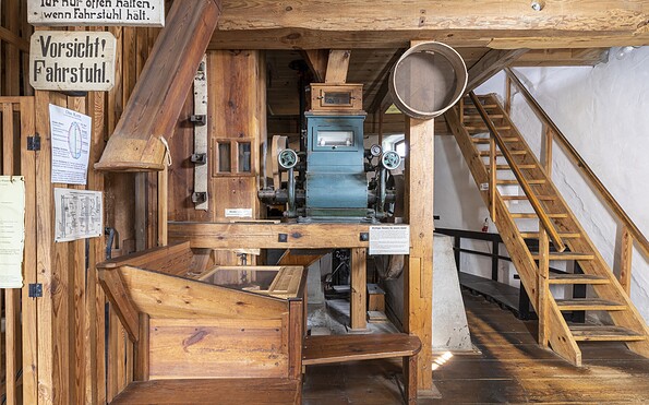 Holländerwindmühle Straupitz - in der Kornmühle, Foto: Gerd Nowak