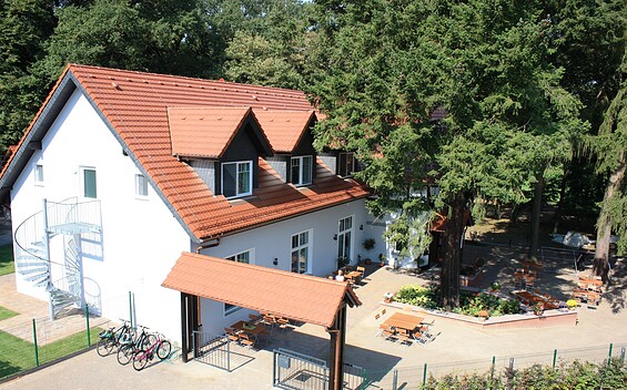 Waldhufe Aussenansicht von oben, Foto: Event-Gaststätte Waldhufe, Lizenz: Event-Gaststätte Waldhufe