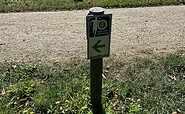 Alternative Beschilderung: Laufpark Stechlin, Hellgrün mit Ziffer 4 versehen, Foto: Jörg Bartz, Lizenz: Tourismusverband Brandenburgische Seenplatte e.V.