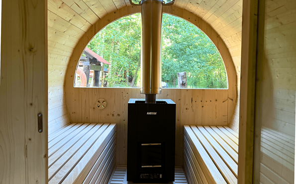 Floating sauna, Foto: Finja Winkler, Lizenz: Barfusspark Burg