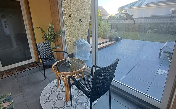 Blick zur Terrasse im Ferienhaus Laabs, Foto: B. Laabs, Lizenz: B. Laabs