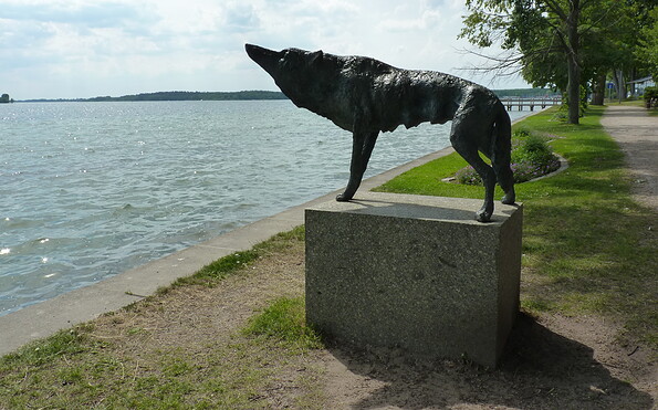 Die Wölfin - Plastik von Walther Preik, Foto: Waren (Müritz)-Information