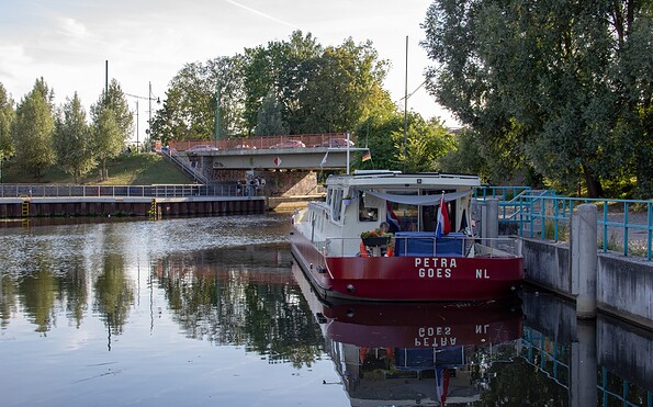 Blick auf Gastliegeplatz Anleger Stadtschleuse Eberswalde, Foto: ScottyScout