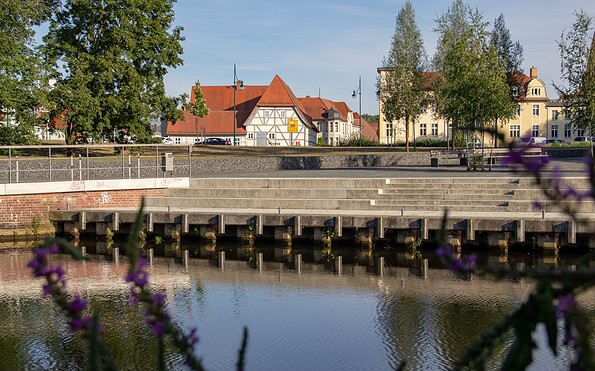 Blick auf die Stadtpromenade am Gastliegeplatz Anleger Stadtschleuse, Eberswalde, Foto: ScottyScout