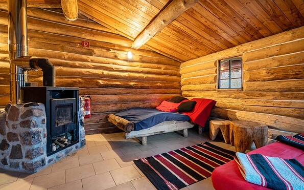 Rustic hut sleeping area
