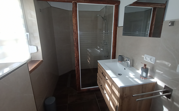 Ferienwohnung unten - Badezimmer, Foto: Ferienhaus mit dem Rad, Lizenz: Amt Burg (Spreewald)