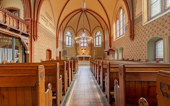 Innenansicht der Dorfkirche Geltow, Foto: Martin Karnbach, Lizenz: Gemeinde Schwielowsee
