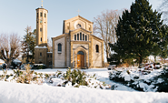 Kirche Caputh im Winter, Foto: Tourismusverband Havelland, Lizenz: Tourismusverband Havelland