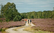 A family on a bike ride through the heathland, Foto: Julia Nimke, Lizenz: TMB