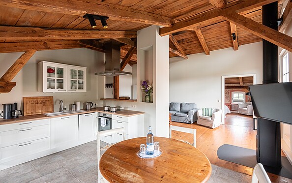 Storchenhof Blumenow - Ferienwohnung Storchennest Wohnküche, Foto: Bryan Reinhard, Lizenz: Storchenhof Blumenow GbR