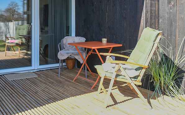 Terrasse der Datsche am Haussee Wolfshagen, Foto: Beike