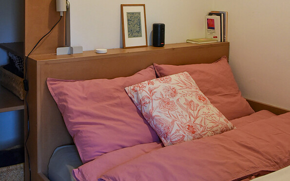 Schlafzimmer der Datsche am Haussee Wolfshagen, Foto: Beike