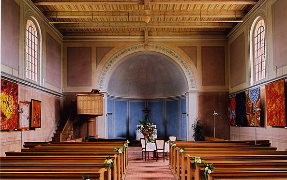 Schinkelkirche Petzow Altar, Foto: Landkreis Potsdam-Mittelmark