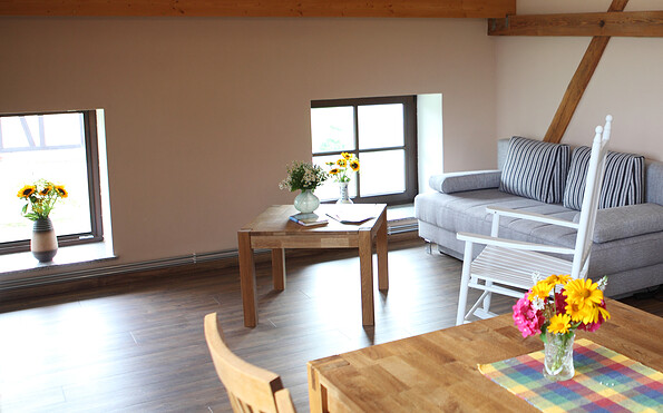 große Ferienwohnung "Schöne Aussicht" Sitzecke, Foto: Ronald Mundzeck, Lizenz: Andrea Frick