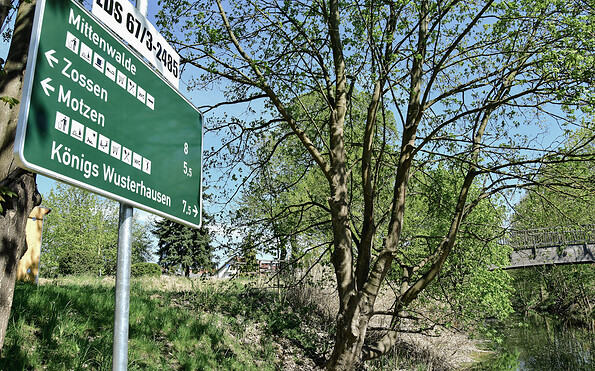 Beschilderung am Stadtanleger Mittenwalde, Foto: Sandra Fonarob, Lizenz: Tourismusverband Dahme-Seenland e.V.