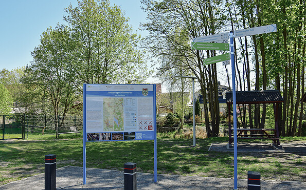 Information board at city jetty Mittenwalde, Foto: Sandra Fonarob, Lizenz: Tourismusverband Dahme-Seenland e.V.