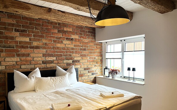 Blaues Nest - Schlafzimmer, Foto: Ulrike Haselbauer, Lizenz: Tourismusverband Lausitzer Seenland e.V.