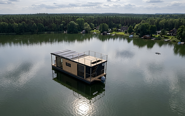 Drohnenansicht vom Hausboot, Foto: Platform Fiverr vom Nutzer Joseph.M (@soso777) , Lizenz: Marius Kelm