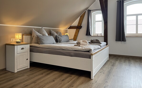 Ferienwohnung Refugium - Schlafzimmer, Foto: Ulrike Haselbauer, Lizenz: Tourismusverband Lausitzer Seenland e.V.