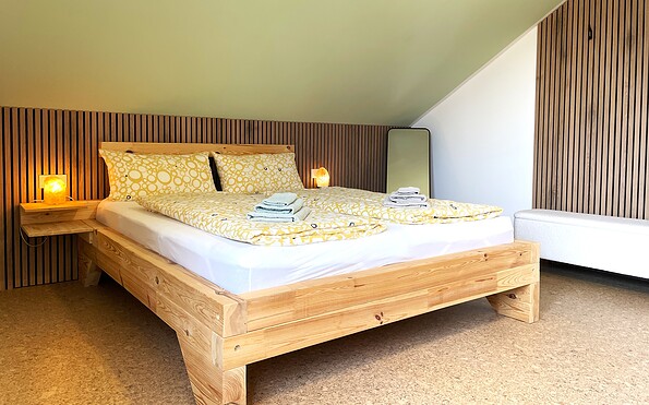 Schlafzimmer, Foto: Ulrike Haselbauer, Lizenz: Tourismusverband Lausitzer Seenland e.V.