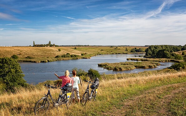 Oderbruchbahn-Radweg mit Blick auf die Lietzener Teiche, Foto: Florian Läufer, Lizenz: Seenland Oder-Spree e.V.