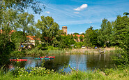 Paddler und Wasserturm, Foto: Torsten Stapel, Lizenz: Gemeinde Schorfheide